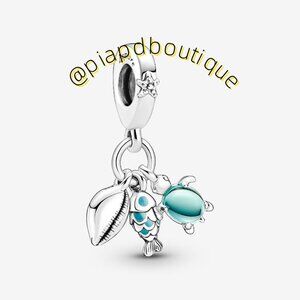 Pandora Fish, Sea Turtle & Conch Triple Dangle Charm
